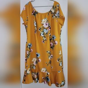 Beautiful Yellow and Floral Dress w/ Tie in back